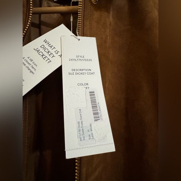 Veronica Beard New Suz Suede Dickey Chore Coat Jacket Whisky Size Medium - Picture 5 of 8